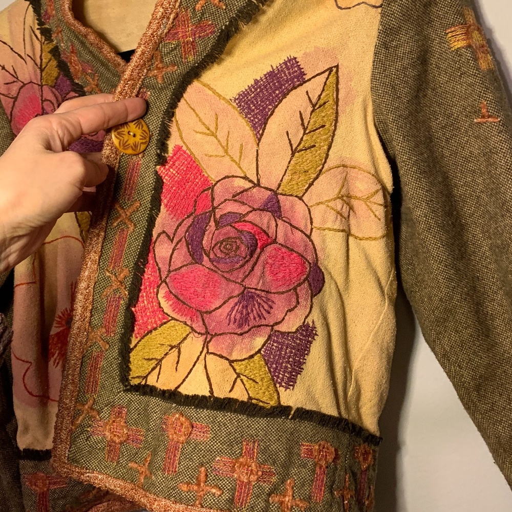 Vintage Sandy Starkman Floral Embroidered Jacket